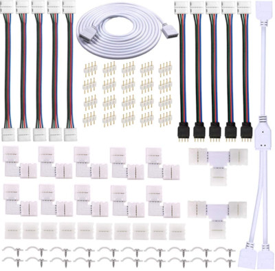 4 Pin LED Strip Connector Kit - 8 Solderless Accessories for DIY Projects