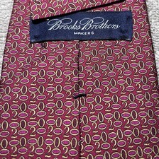 Vintage Brooks Brothers Makers Tie Silk Red 2000 All Over Print Made In USA