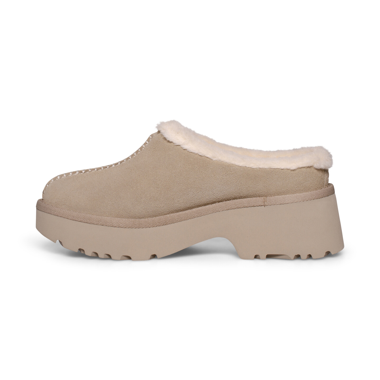 PANTOFOLA D’ORO UGG NEW HEIGHTS ZOCCOLI COMODI SEMI DI SENAPE SCAMOSCIATI SLIP ON SCARPE DA DONNA TAGLIA US 7