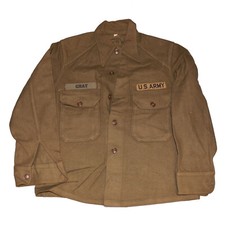 VTG 1950s Korean War U.S Army OG Olive Green 108 Wool Field Shirt Mens MEDIUM