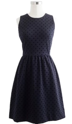 j crew blue polka dot dress NWT J Crew Navy Blue White Polka Dot Short Sleeve Dress Sz 4 Flared A   Queen City Resale
