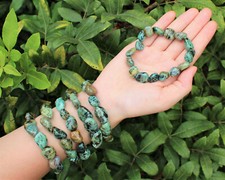 African Turquoise Bracelet Tumbled Gemstone Bracelet 6-8 mm Stones Meditation 
