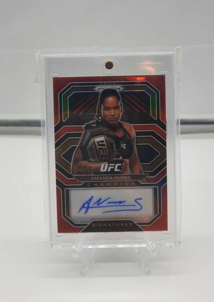 Amanda Nunes 2021 Panini Prizm UFC Red Champion Signatures Auto 41/49