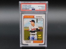 Steven Kwan Signed 2023 Topps Heritage Baseball Card Rookie Gold Guardians PSA