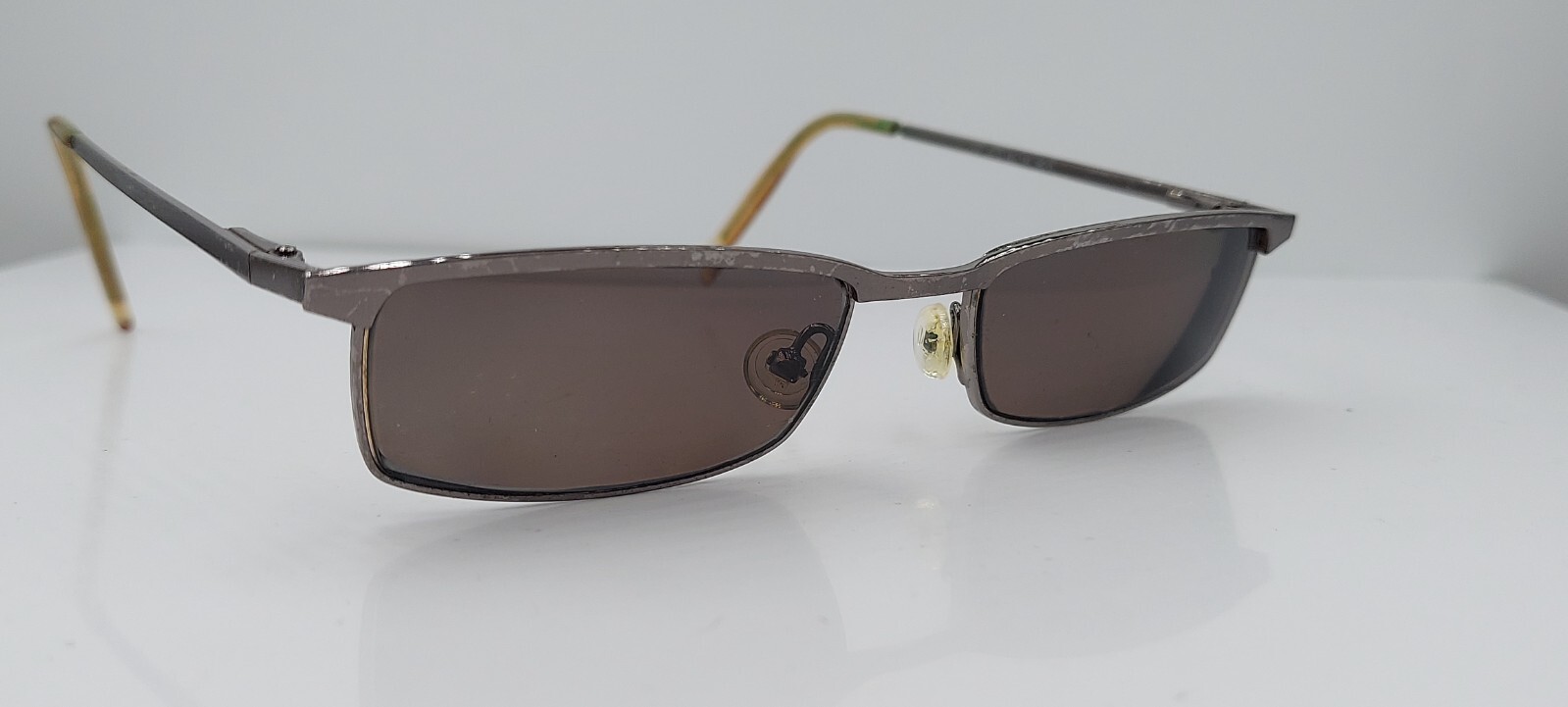 Morel IMO15 Gray Rectangular Metal Sunglasses FRA… - image 1