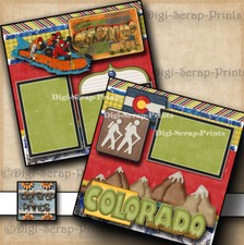 COLORADO travel 2 premade scrapbook pages paper piecing digiscrap A0003