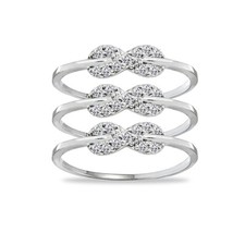 Set of 3 Cubic Zirconia Stackable Infinity Sterling Silver Band Rings, Size 7