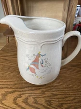 Vintage International China Stoneware Marmadade Goose Pitcher with Ice Lip 48 oz