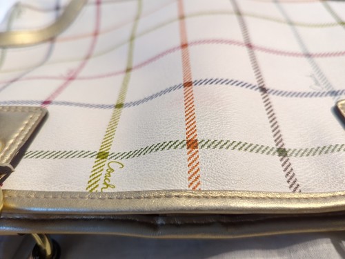 Coach Peyton Tattersall, Plaid Multicolor Hand Bag, #F19176 - PRE-OWNED - Picture 19 of 21