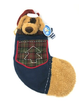 Nova Plush Christmas Dog Plush Plaid Stocking 22'' New w/Tag