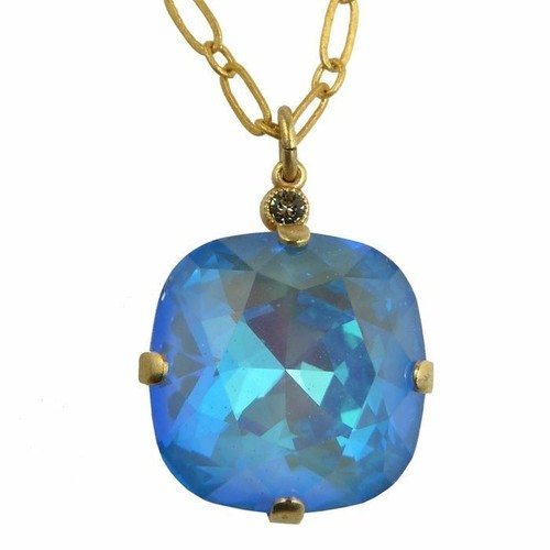 La Vie Parisienne Gold Crystal Necklace Mermaid Purple Blue Ruby1472G Popesco - Picture 9 of 12