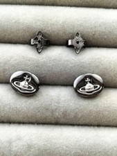 Vivienne Westwood Earrings Pierced Gunmetal 1.1 x 0.9cm NO BOX EJ371