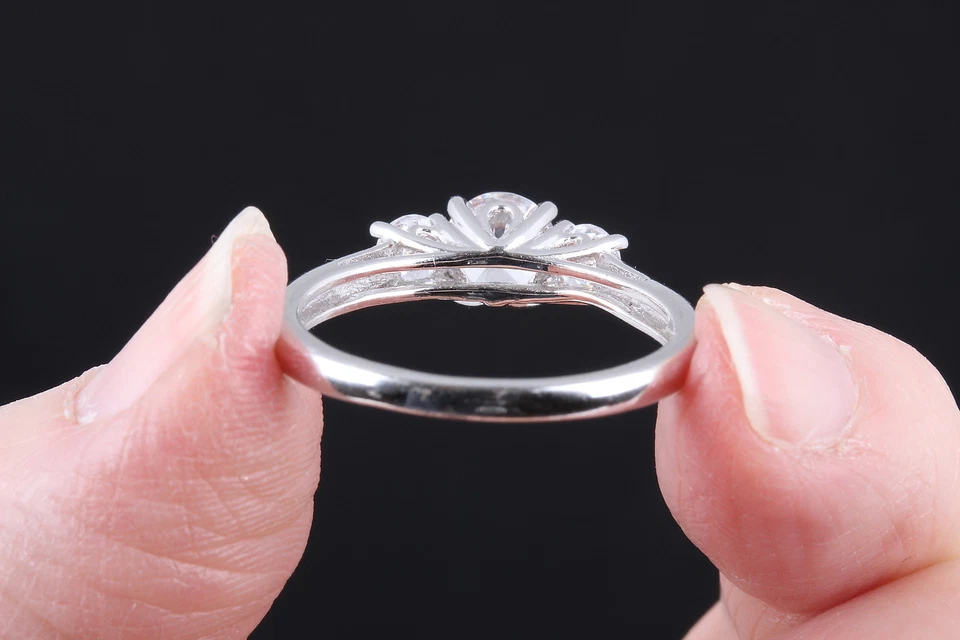 ANILLO CHINA PLATA ESTERLINA CIRCONITA CRISTALES TRANSPARENTES TALLA FINA 9 925 0895 Foto 3 de 4