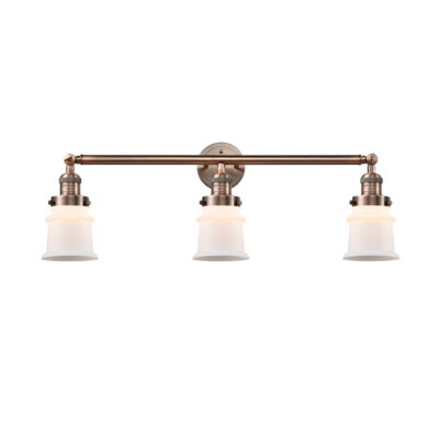Innovations 181S-LED Small Canton 3-Lt Bath, A Copper/White - 205-AC-G181S-LED
