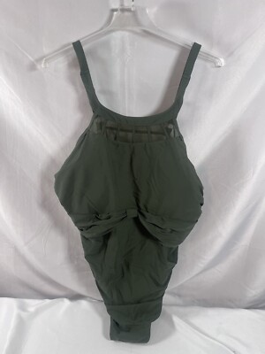 Bloomchic Solid Halter Mesh Insert Knotted Back One Piece Swimsuit Size 28 NWT