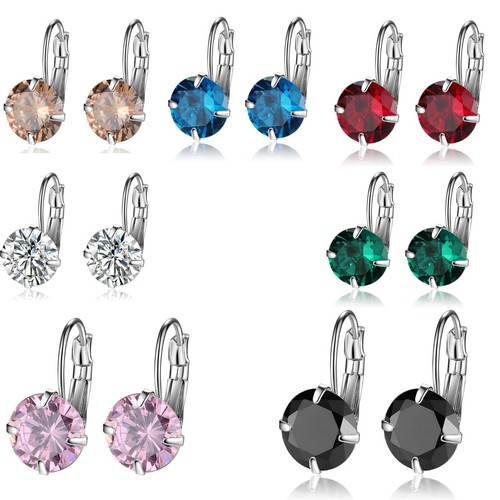Silver Hoop Earrings Women Anniversary Jewelry Cubic Zirconia Round Hoop earring - 第 1/23 張圖片