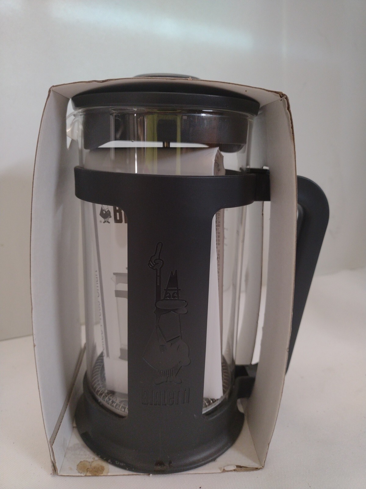 BIALETTI Coffee FRENCH PRESS Black+Glass 1 L /34fl. oz. 8 Cups #06641 NEW (I)