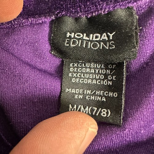 Holiday Editions Purple Velvet Dress With Sequin Band For Girls M(7/8) - Picture 4 of 5