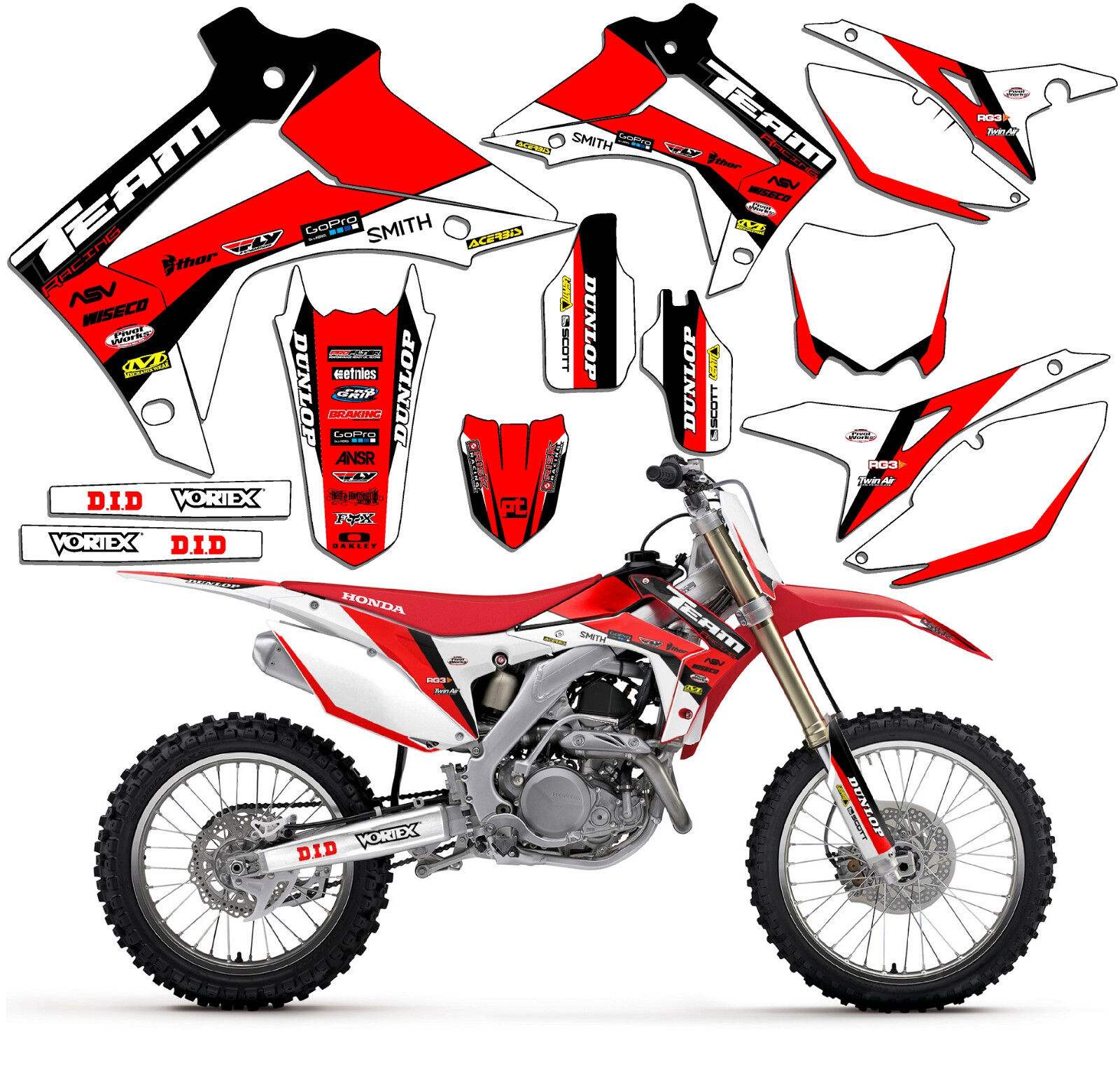 MX - Kit de pegatinas para moto de cross, compatible con Honda CRF450X  2019, color rojo