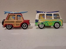 VTG Mini Car & Volkswagen With Surfboards Small Photo Frame Decorations Lot Of 2