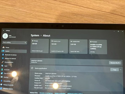 Microsoft Surface Pro 5 12.3" i5-7300U 8GB RAM 256GB SSD Windows 10/11 - Imagen 2 de 4