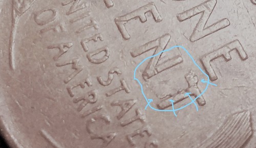 1947 D  WHEAT Cent ( REV   LAMINATION  ERROR  WITH  PEEL  #OR647D - Picture 1 of 7