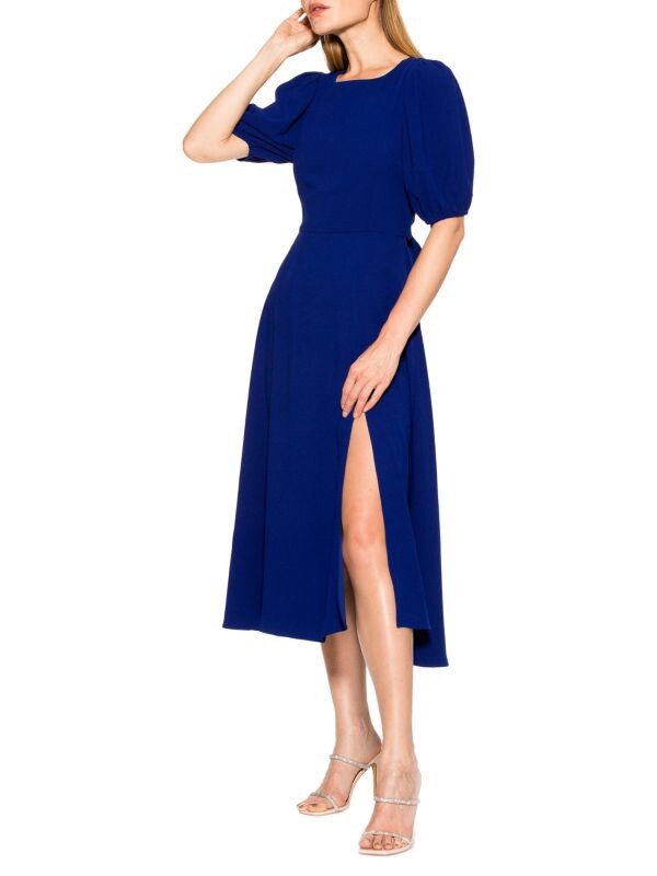 Alexia Admor Blaire Fit & Flare Front Slit Dress Navy Blue Brand New Size 6