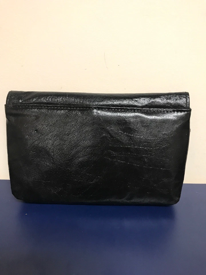 Bolso sin asas negro vintage con cambio de joyas doradas cartera y cartera bolso de mano mediados de siglo Foto 4 de 4