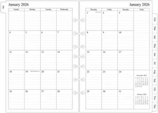 2025-2026 Monthly Planner Refills 5.5 X 8.5 Inch for 3 Ring or 7 Ring Binders