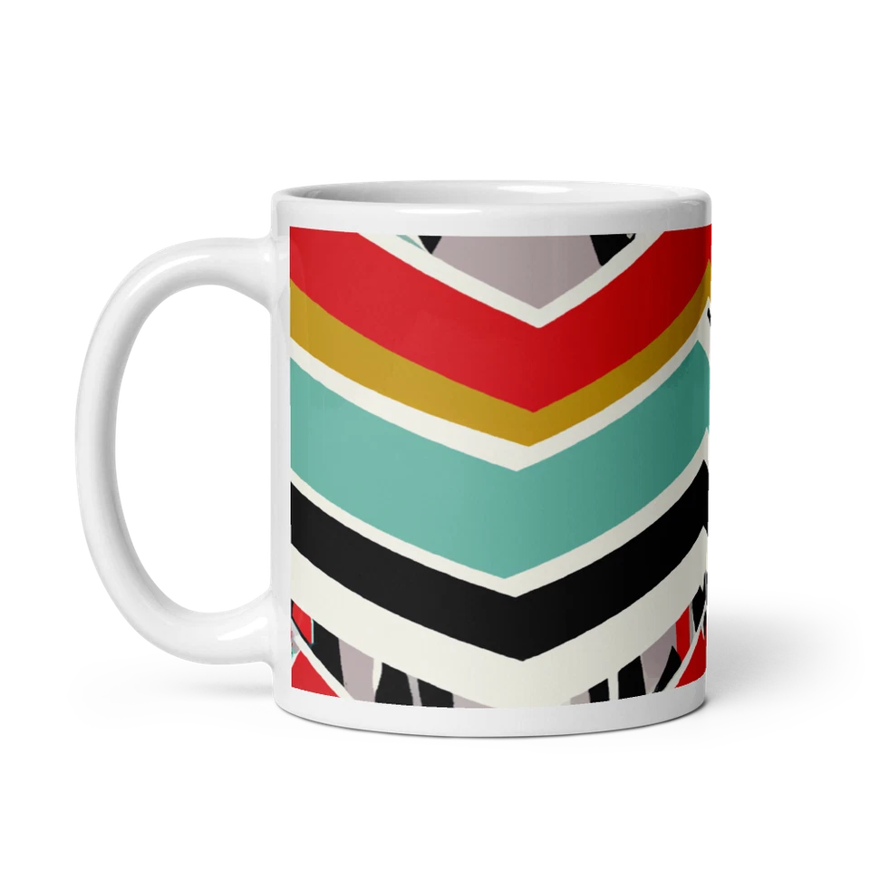 Taza de cerámica vibrante Chevron Stripes 11 oz - Taza de té de diseño audaz Foto 3 de 3