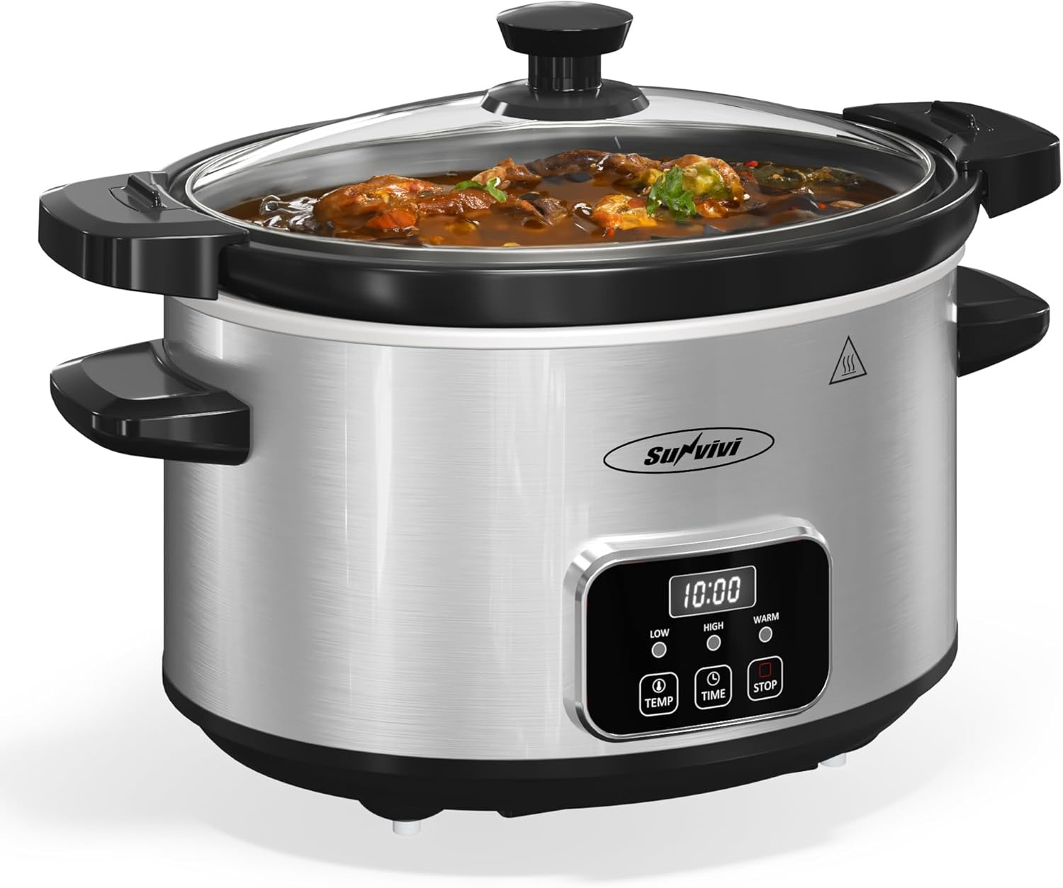 4QT Programmable Slow Cooker with Locking Lid, Removable Cer