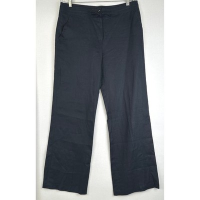 Gerard Darel Linen Wide Leg Pants Navy Blue Women's Size 42