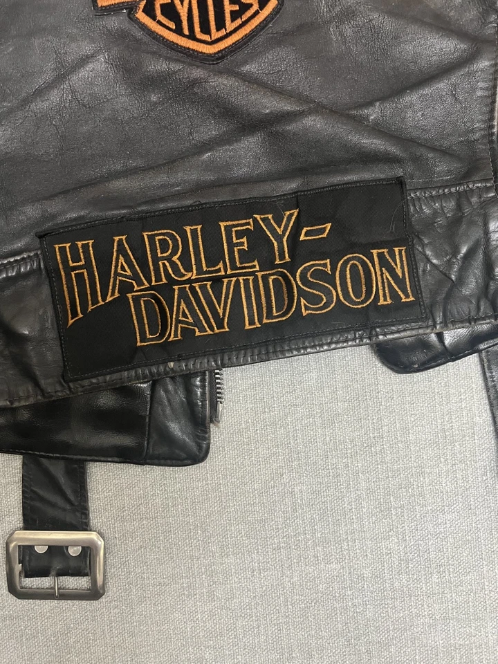 Винтажная мотоциклетная куртка из натуральной кожи HARLEY DAVIDSON размер - размеры - Изображение 4 из 4