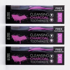 3x XOC Charcoal Cleansing Toothpaste 100ml + Free Toothbrush | Removes stains 26.60 per litre