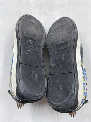 Fendi Black Leather Monster Eye Confetti Slip On Sneaker M 9  display picture 2