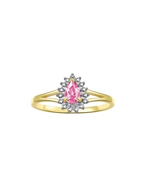 Rylos  Yellow Gold Plated Silver Pink Ice  & Diamond Gemstone Ring Sizes 5-10