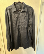 PRADA Men’s Black Solid Cotton Blend Stretch Dress Shirt XXL 32/33 Point Collar