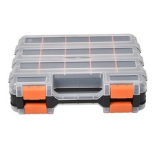 Double Side Tool Organizer with Removable Plastic Dividers Hardware Box Storage