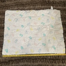 VTG CUDDLE TIME BABY BLANKET WHITE PASTEL BEARS