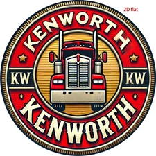 Vintage KENWORTH Truck Logo Foil Engraved Tin Metal Signs Home Décor 8x8