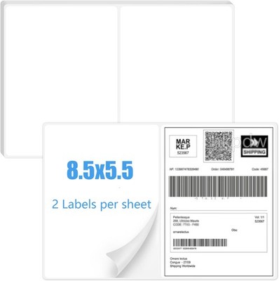 50-4000 Half Sheet Shipping Labels Page 8.5x5.5 Self Adhesive Round 2 Per Sheet