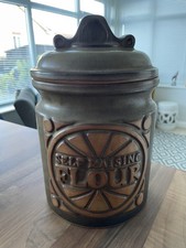 Large Vintage Tremar Stoneware Self Raising Flour Canister Jar Pot with Lid