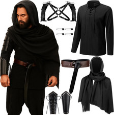 Men's Renaissance Costume Set Five Piece Pirate Cosplay Halloween Vintage