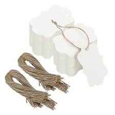 200Pcs White Price Tags with Twine String, 2.76 x 1.97 Inch Scalloped Gift Tags