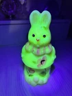 Rare Fenton Uranium Burmese Floral Bunny Box Trinket *Thomas Fenton* *K.Riley*