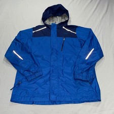 LL Bean Discovery Rain Jacket Boys M 10-12 Blue Reflective Waterproof TEK 2.5