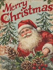 Christmas Santa Greeting Poster Print1 10 X 15 Reproduction