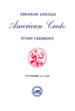USPS FDC Ceremony Program #1143 C3 American Credo Issue Abraham Lincoln 1960