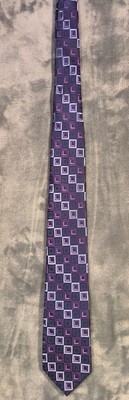 Michael Kors Mens Neck Tie 100% Silk Blue Purple 3D Geometric Pattern
