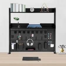 Desktop Bookshelf Multipurpose Clip-on Desk Organiser Countertop Black 2 Shelves